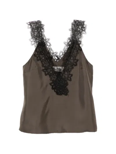 Rohe Lace-embroidered Vest In Brown