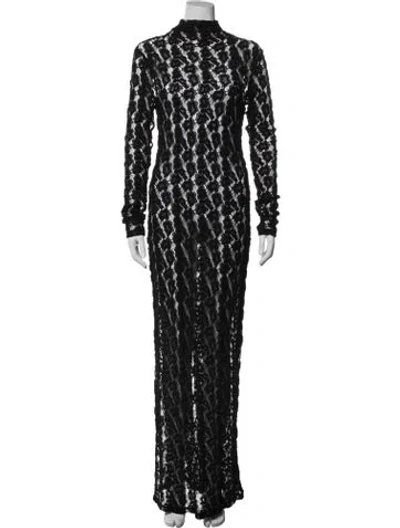 Pre-owned Rohe Lace Pattern Long Dress In Black