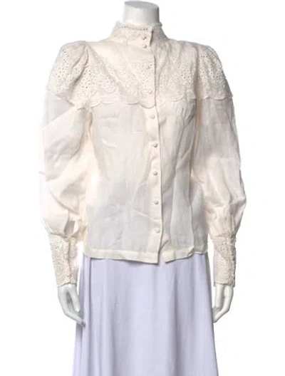 Pre-owned Rohe Lace Pattern Long Sleeve Blouse In Neutrals