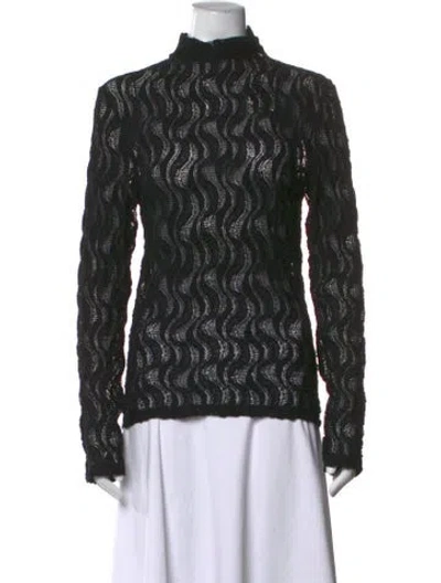Pre-owned Rohe Lace Pattern Mock Neck Top In Black