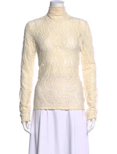 Pre-owned Rohe Lace Pattern Turtleneck Top In Neutrals