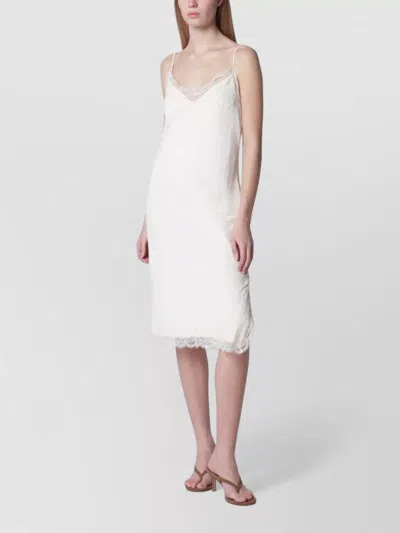 Rohe Lace Trim Midi Dress Spaghetti Straps Neckline In White