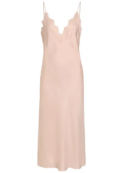 Rohe Lace-trim Silk Midi Slip Dress In Pink