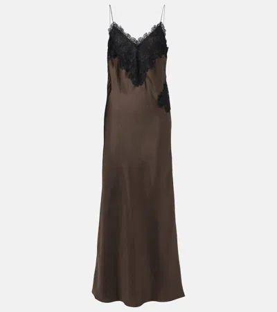 ROHE RÓHE LACE-TRIMMED SILK SLIP DRESS