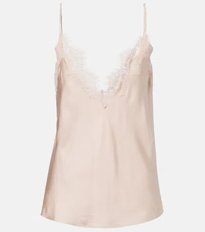 Rohe Róhe Lace-trimmed Silk Top In Pink