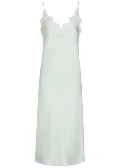 Rohe Lace-trim Silk Midi Slip Dress In Blue