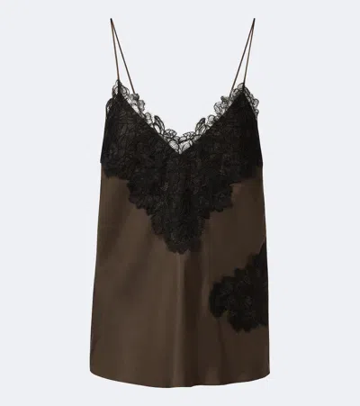 Rohe Róhe Lace-trimmed Silk Satin Camisole In Brown