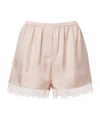 Rohe Lace-trimmed Silk Shorts In Neutral