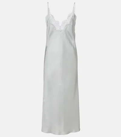 Rohe Elegant Midi Slip Dress With Delicate Applique In Green