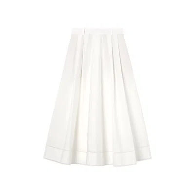 ROHE LADDER-EMBROIDERED POPLIN SKIRT