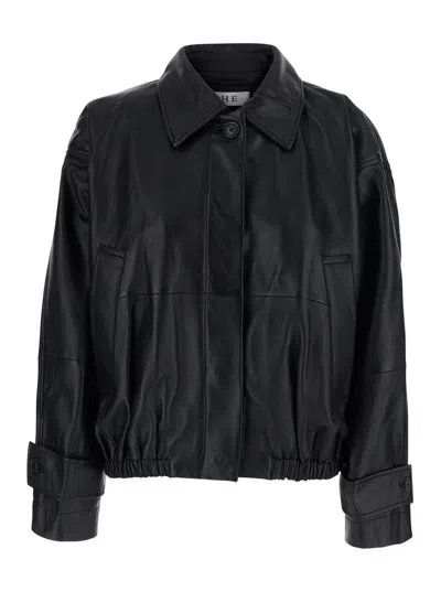 Rohe Róhe Lamb Leather Blouson Jacket In Black