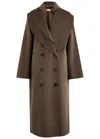 Rohe Double-breasted Scarf-detailed Layered Wool Coat In Taupe