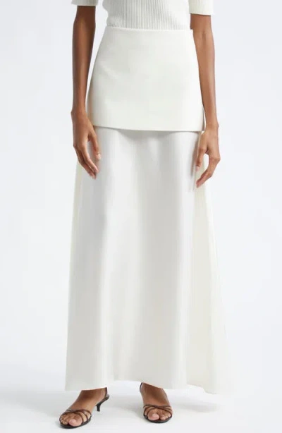 Rohe Róhe Layered Silk & Wool Blend Maxi Skirt In Cream