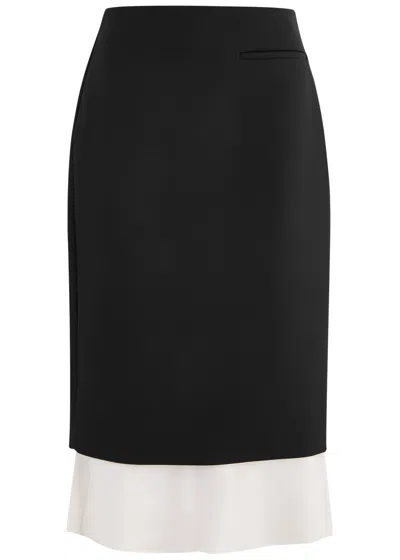 Rohe Layered Silk-satin And Woven Midi Skirt In Black