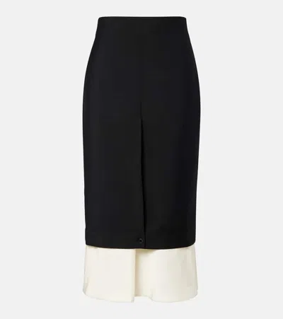 Rohe Róhe Layered Wool And Mohair Midi Skirt In Black