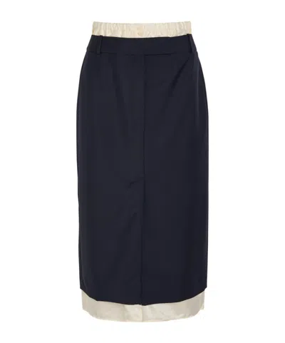 Rohe Layered Wool Midi Skirt In Black