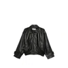 Rohe Leather Jacket Collared Neck Elasticated Hem In Black