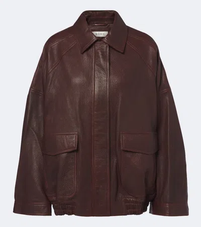 Rohe Róhe Leather Blouson Jacket In Brown