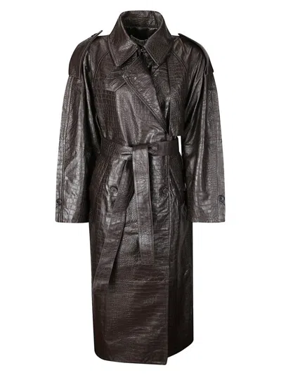 Rohe Leather Croco Coat In Animal Print