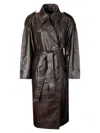 Rohe Leather Croco Coat In Brown