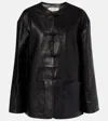 Rohe Black Jacket With Front Toggle Closure In Leather Woman In Black