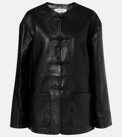 Rohe Mandarin Leather Jacket In Black