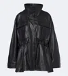 Rohe Leather Jacket With Adjustable Drawstring Waist In Black