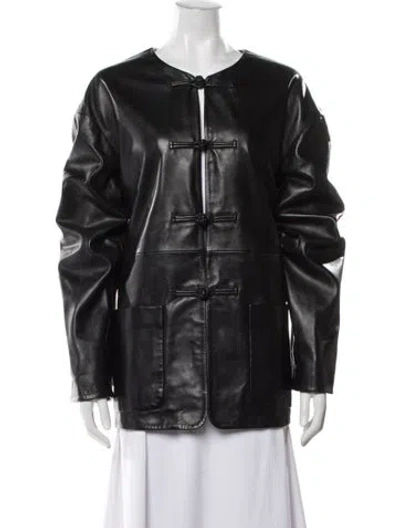 Pre-owned Rohe Leather Jacket In Black
