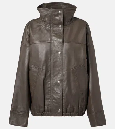 Rohe Róhe Leather Jacket In Burgundy