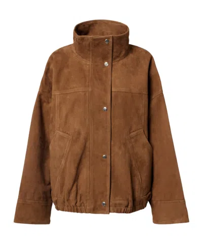 Rohe Leather Jacket With Snap Fastening In Brown