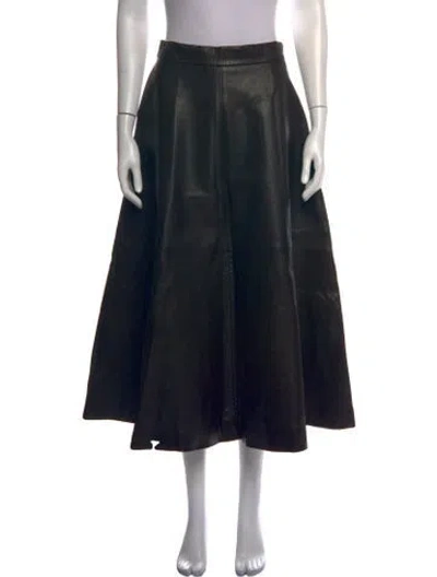 Pre-owned Rohe Leather Long Skirt W/ Tags In Black