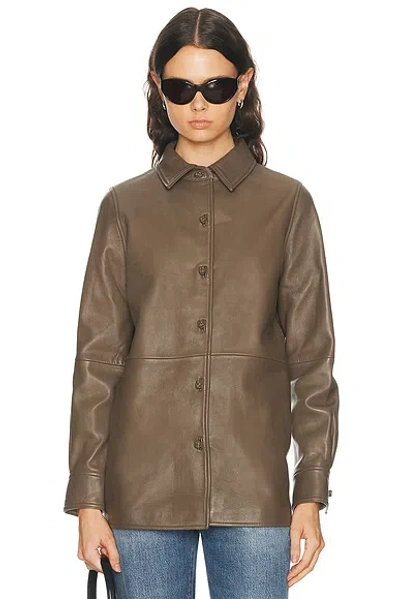 Rohe Leather Pankou Closure Overshirt In Brown