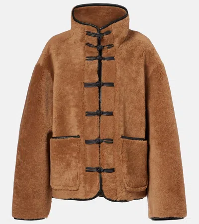 Rohe Róhe Leather-trimmed Shearling Jacket In Brown