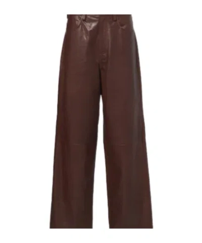 Rohe Leather Wide-leg Pants In Brown