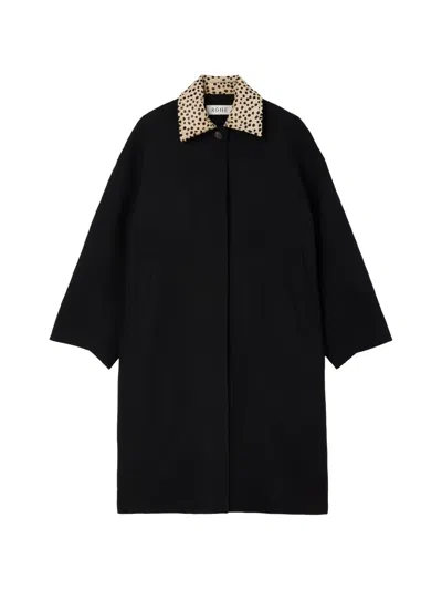 Rohe Leopard-print Collar Wool Coat In Black