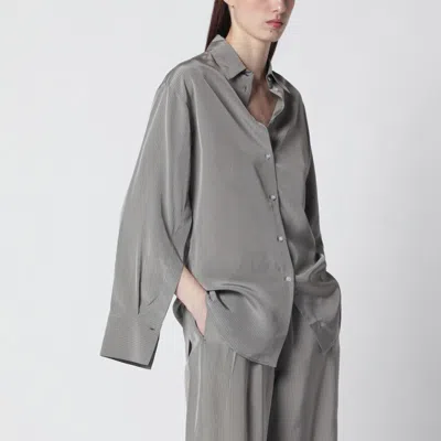 Rohe Light Grey Striped Oversized Shirt In Brown