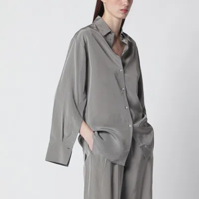 Rohe Light Grey Striped Oversized Shirt In Gray