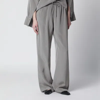 Rohe Light Grey Wide Striped Trousers In Gray