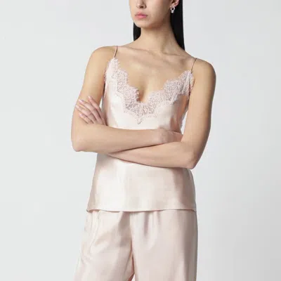 Rohe Róhe Light Pink Silk Tank Top With Lace