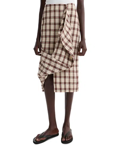 Rohe Linen Draped Check Skirt In Black