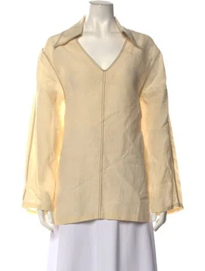 Pre-owned Rohe Linen V-neck Top In Neutrals