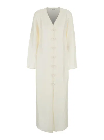 Rohe Long Dress Mandarin In White Silk For Women In Multi