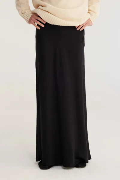Rohe Long Satin Skirt In Black