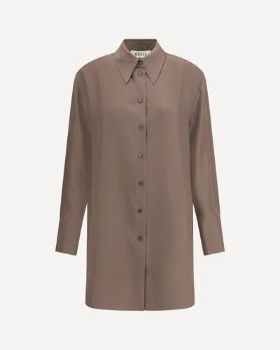 Rohe Long Silk Shirt In Brown