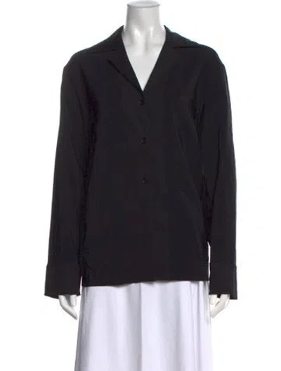 Pre-owned Rohe Long Sleeve Button-up Top In Black