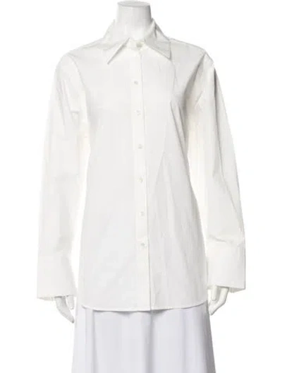 Pre-owned Rohe Long Sleeve Button-up Top In Neutrals