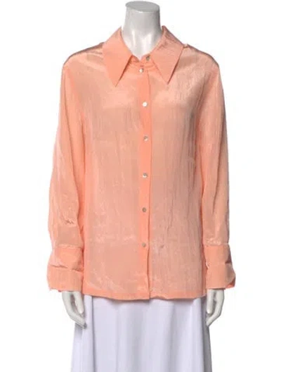 Pre-owned Rohe Long Sleeve Button-up Top In Pink
