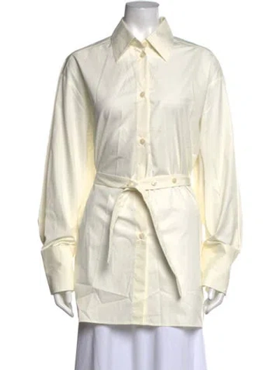 Pre-owned Rohe Long Sleeve Button-up Top W/ Tags In White