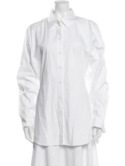 Pre-owned Rohe Long Sleeve Button-up Top In White