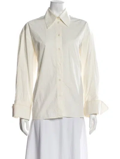 Pre-owned Rohe Long Sleeve Button-up Top In White